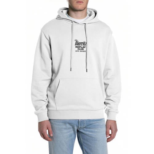 REPLAY hoodie met backprint wit afbeelding
