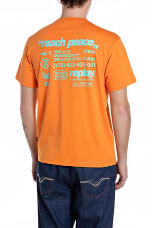 regular T-shirt met backprint oranje