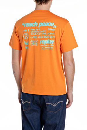regular T-shirt met backprint oranje