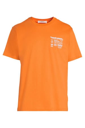 regular T-shirt met backprint oranje