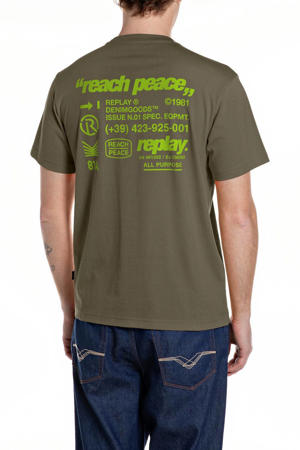 regular T-shirt met backprint donkergroen