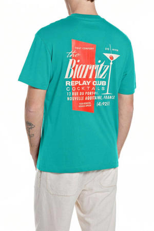 regular T-shirt met backprint groen