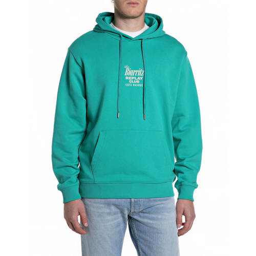 REPLAY hoodie met backprint groen afbeelding