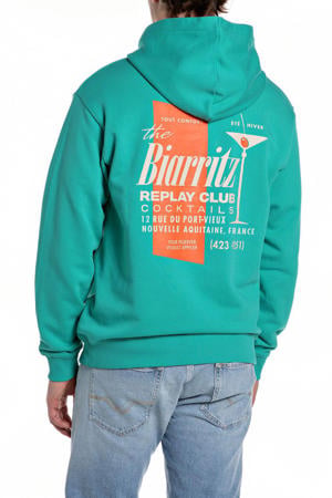 hoodie met backprint turquoise
