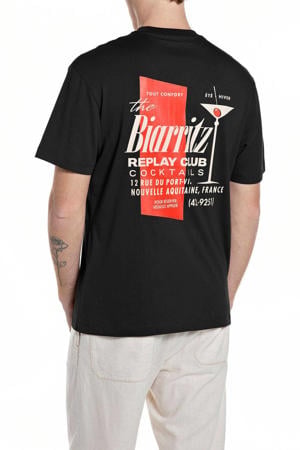 regular T-shirt met backprint zwart