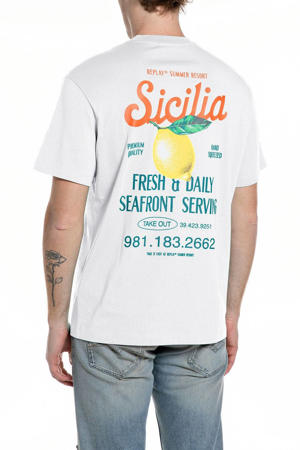 regular T-shirt met backprint wit