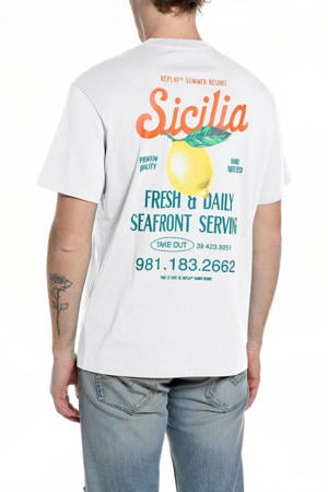 regular T-shirt met backprint wit