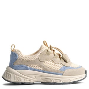 suède sneakers beige/blauw
