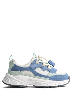 suède sneakers wit/blauw