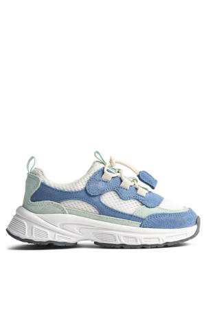 suède sneakers wit/blauw
