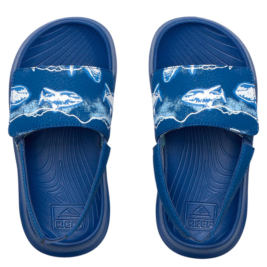 Blauwe jongens Reef slippers van 95% rubber plastic/5% textiel met klittenband