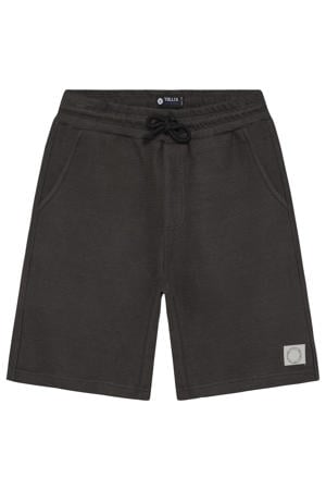 straight regular waist sweatshort grijs met textuur