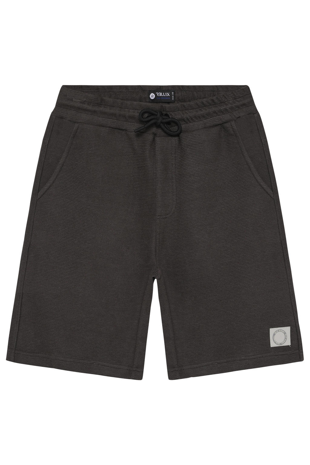 Grijze jongens Rellix straight regular waist sweatshort van katoen met elastische tailleband met koord en effen