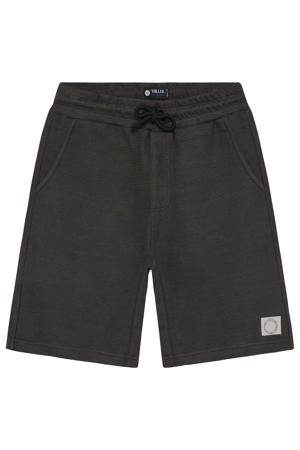 straight regular waist sweatshort grijs met textuur