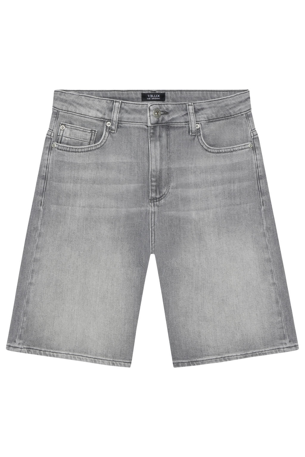Grey denim jongens Rellix straight regular waist short van denim met rits- en knoopsluiting en effen