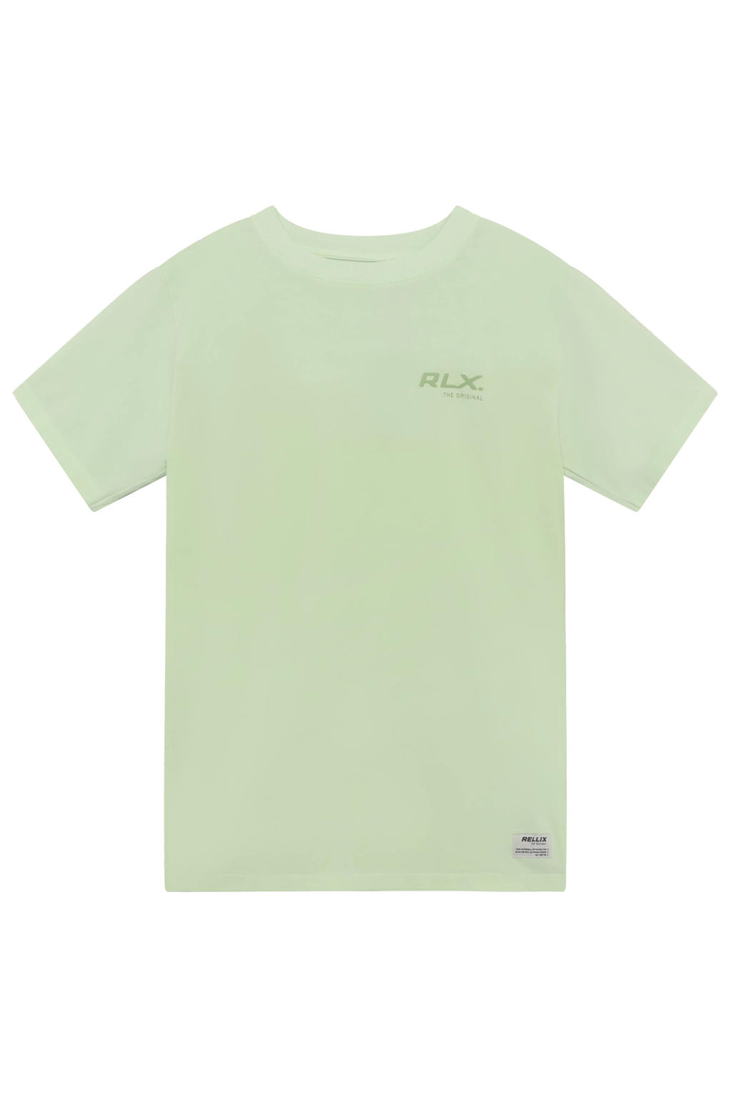 Lichtgroene jongens Rellix T-shirt van katoen met backprint, korte mouwen en ronde hals