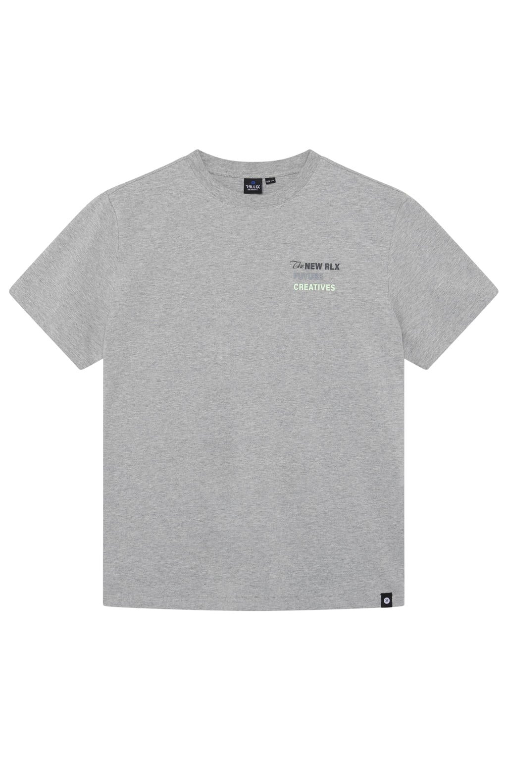 Grijze jongens Rellix T-shirt van stretchkatoen met backprint, korte mouwen en ronde hals