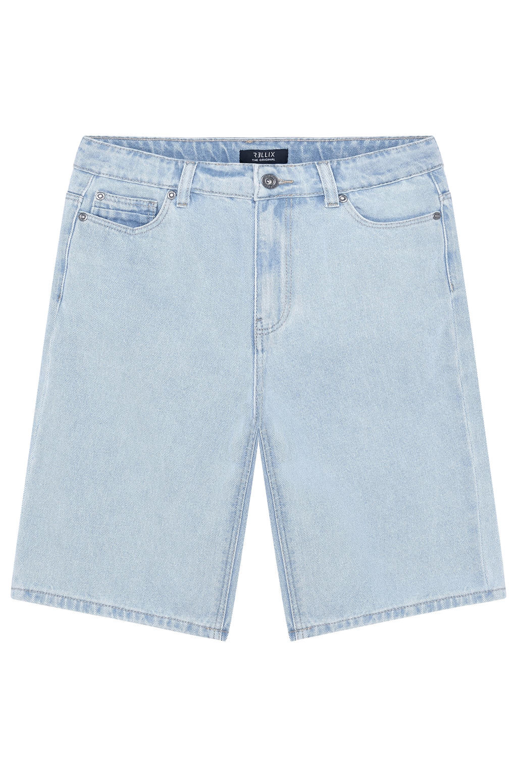 Light blue denim jongens Rellix regular waist short van denim met loose fit, rits- en knoopsluiting en effen