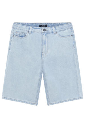 regular waist short light blue denim