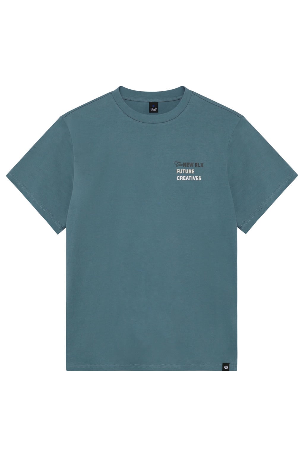 Blauwe jongens Rellix T-shirt van katoen met backprint, korte mouwen en ronde hals