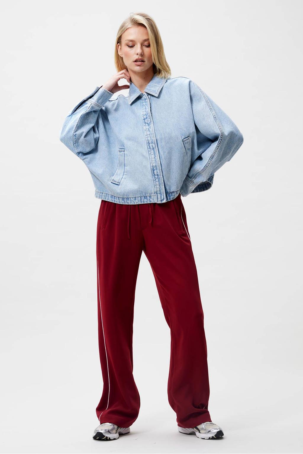 Rood en witte dames Catwalk Junkie wide leg regular waist broek met effen