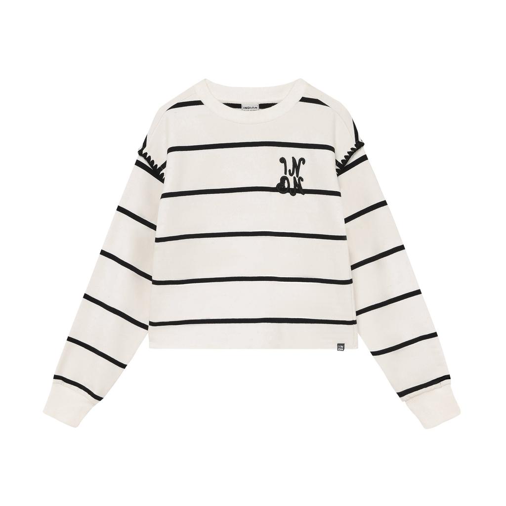 Wit en zwarte meisjes Indian Blue Jeans gestreepte sweater met lange mouwen, ronde hals en geribde boorden
