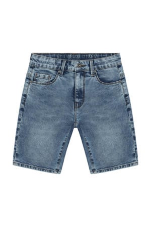 denim wide leg regular waist short medium blue denim