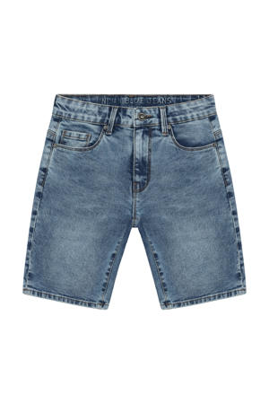 denim wide leg regular waist short medium blue denim