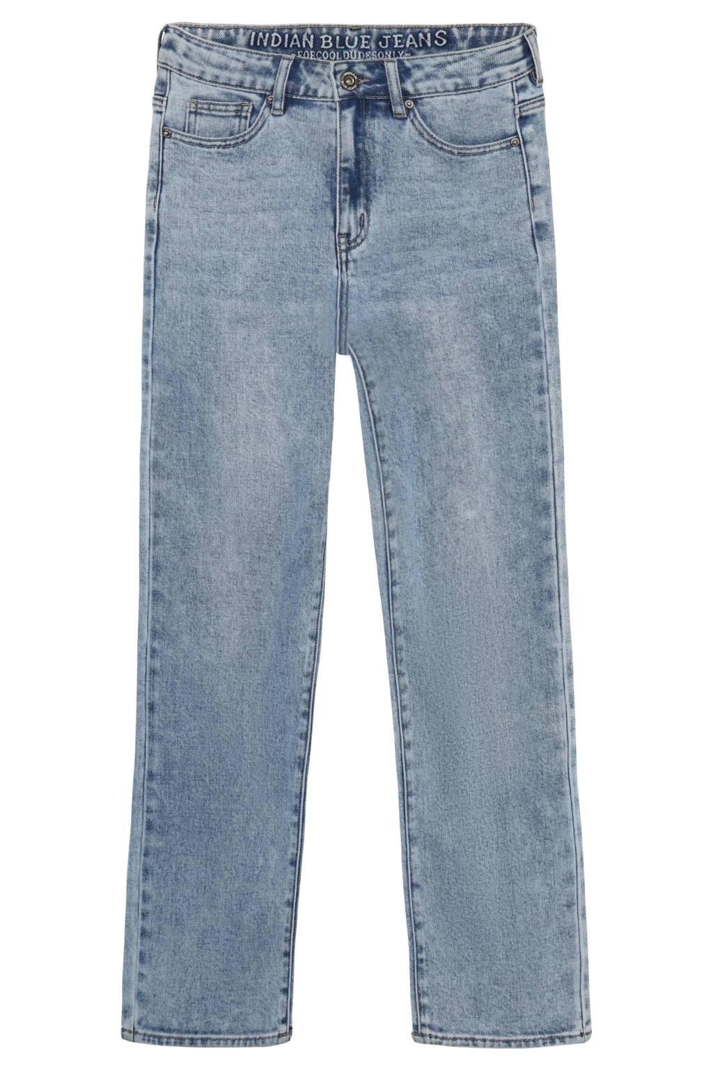 Medium blue denim jongens Indian Blue Jeans loose fit jeans baggy jeans van denim met regular waist en effen