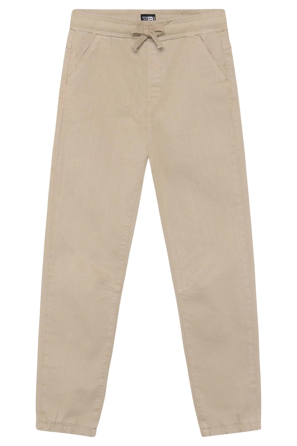 Zandkleurige jongens Indian Blue Jeans loose casual broek van stretchkatoen met regular waist en effen
