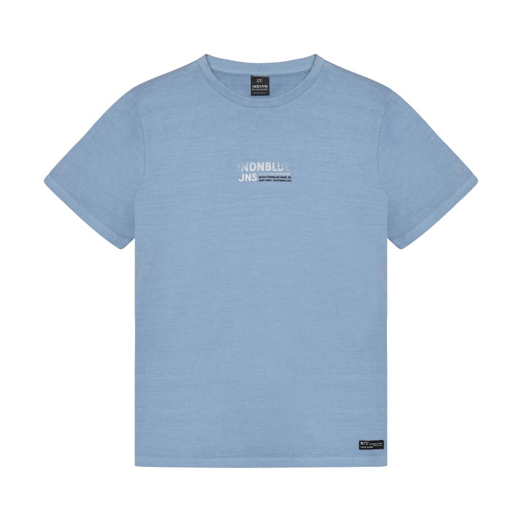 Blauwe jongens Indian Blue Jeans T-shirt van katoen met backprint, korte mouwen en ronde hals