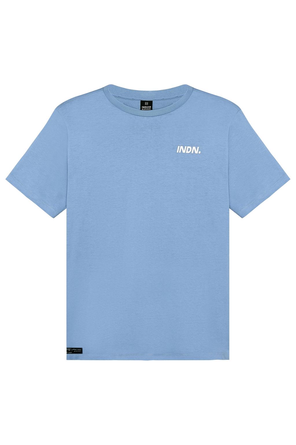 Lichtblauwe jongens Indian Blue Jeans T-shirt van katoen met backprint, korte mouwen en ronde hals