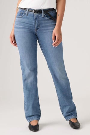 314 high waist straight leg jeans medium blue denim