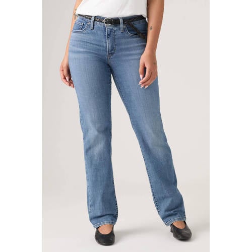Levi's 314 high waist straight leg jeans medium blue denim afbeelding