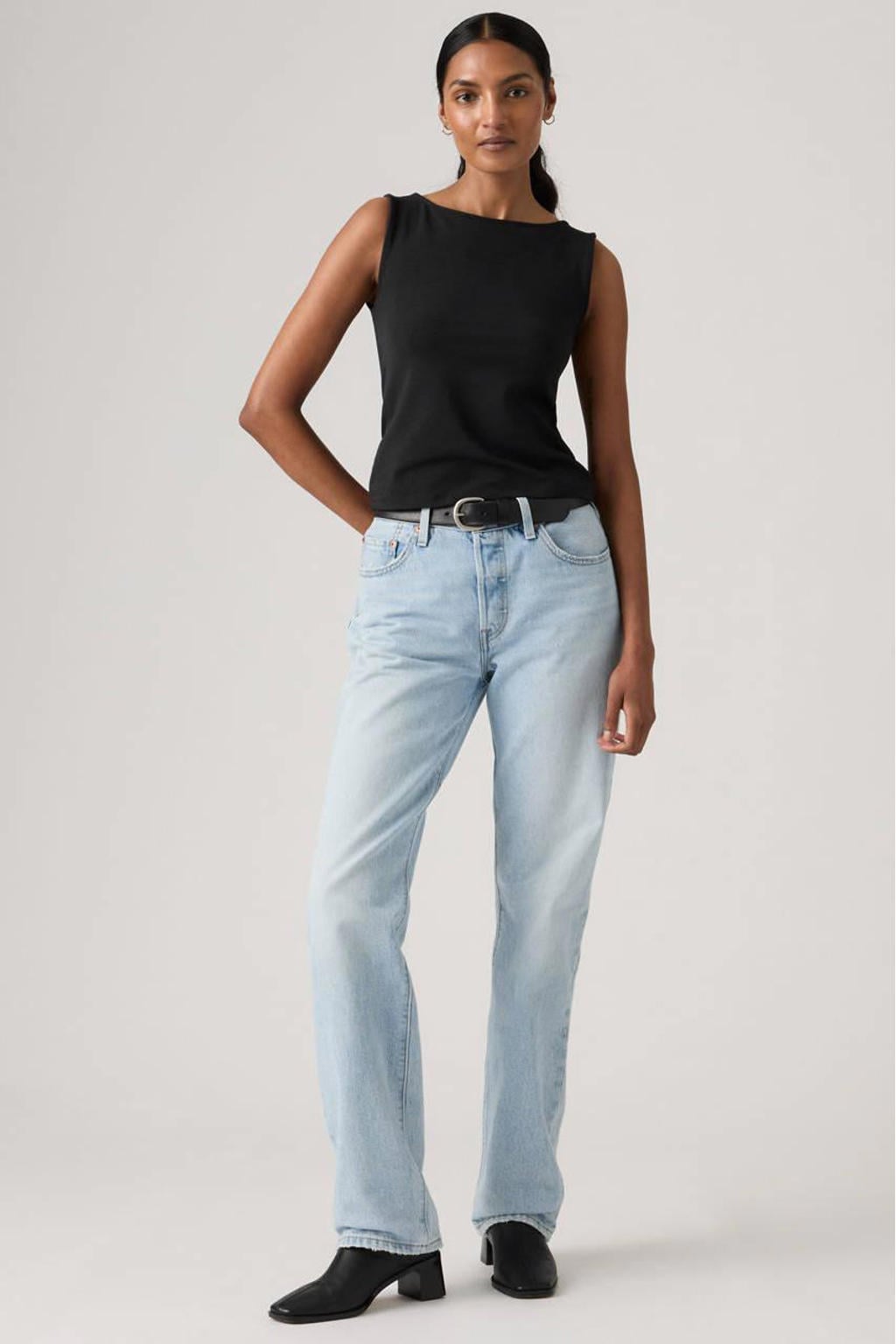 Light blue denim dames Levi's ® '90s straight leg jeans van denim met knoopsluiting en effen