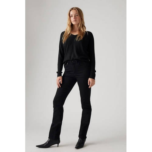 Levi's 724 high waist straight leg jeans black denim afbeelding