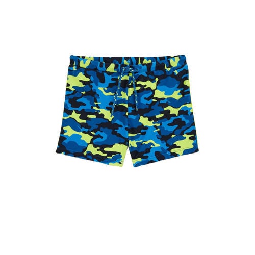 WE Fashion zwemboxer donkerblauw/neon geel