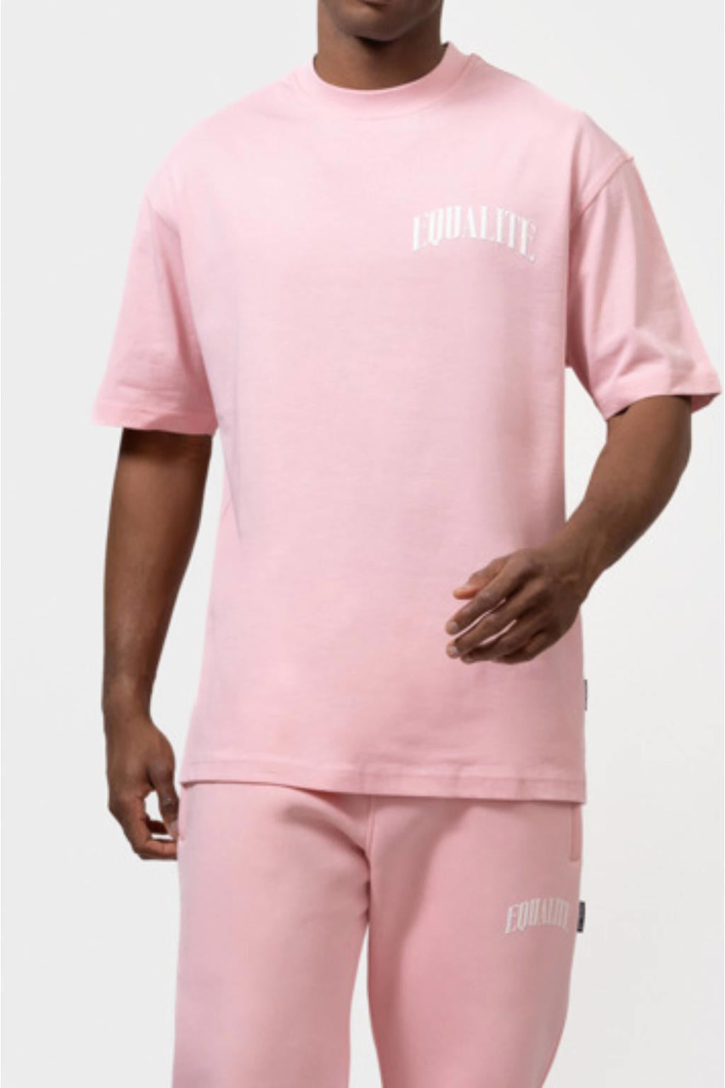 Roze heren Equalité Oversized T-shirt van katoen met backprint, korte mouwen en ronde hals