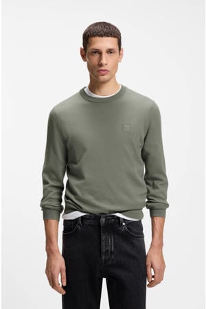 pullover fijn gebreid grijsgroen