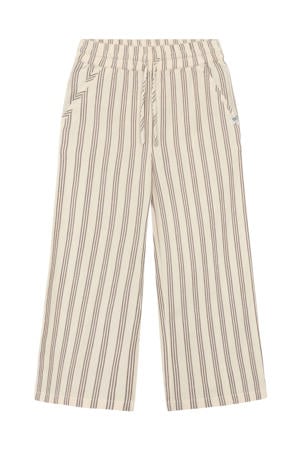 relaxed regular waist gestreepte casual broek bruin met textuur