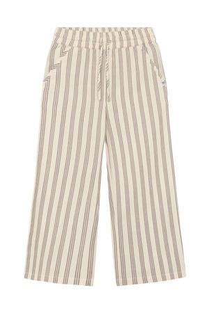 relaxed regular waist gestreepte casual broek bruin met textuur