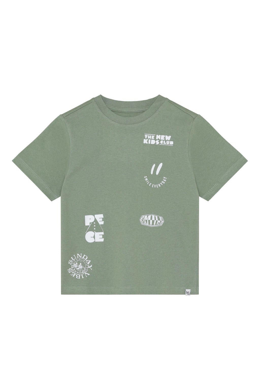 Groene jongens Noppies kids T-shirt van katoen met printopdruk, korte mouwen en ronde hals