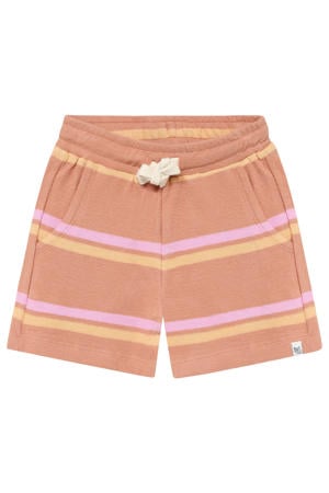 relaxed gestreepte sweatshort lichtbruin