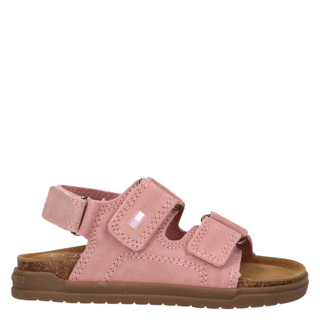 Roze meisjes Tommy Hilfiger leren sandalen met klittenband