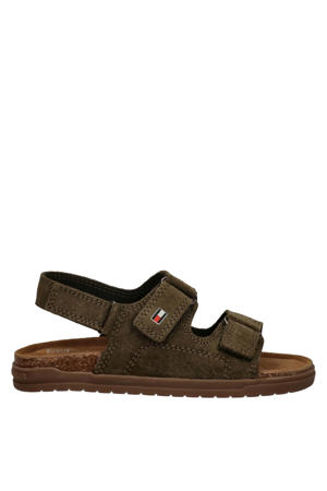 leren sandalen donkergroen