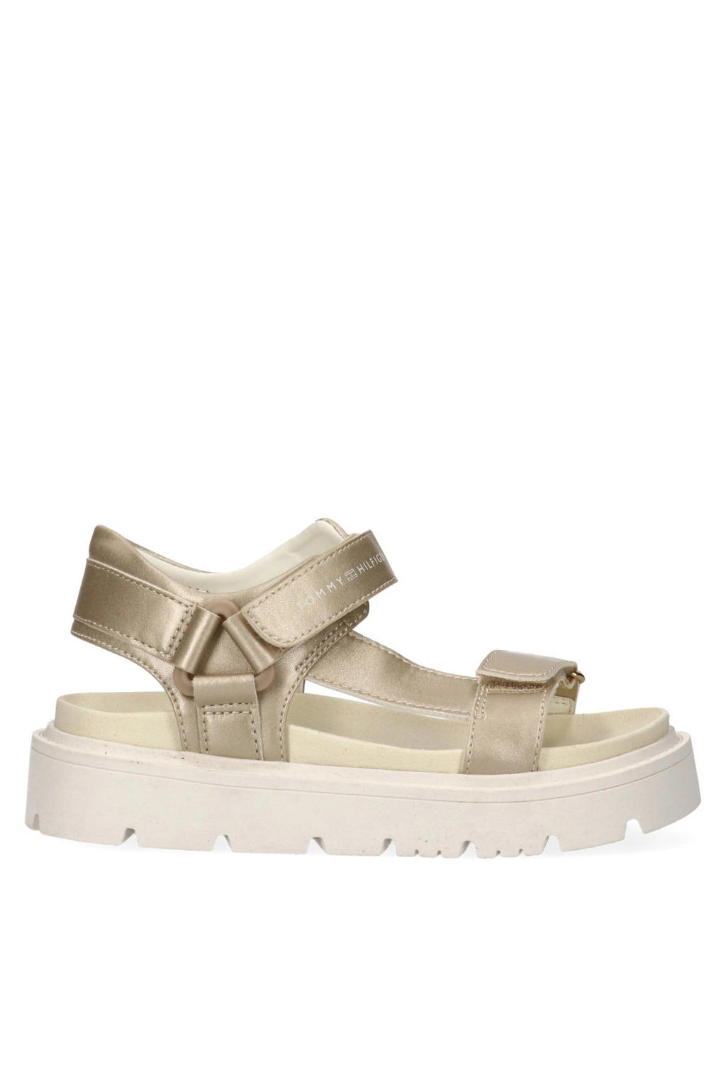 Gouden meisjes Tommy Hilfiger sandalen platinum van imitatieleer/polyester met klittenband