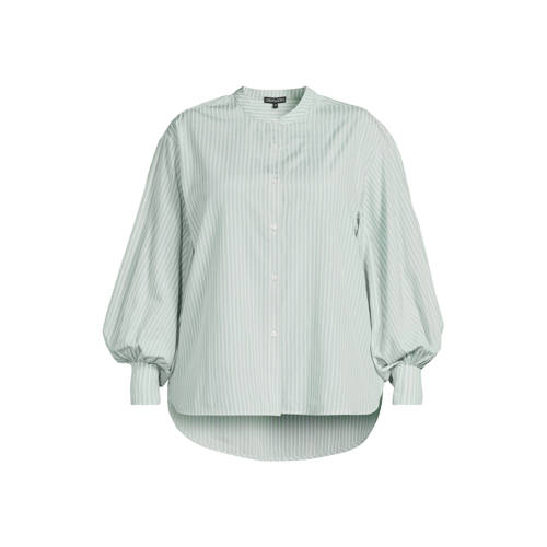 GREAT LOOKS blouse met strepenprint groen/wit afbeelding
