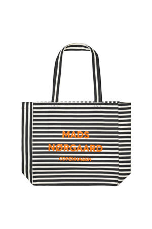 gestreepte shopper Boutiqno Athene zwart/ecru
