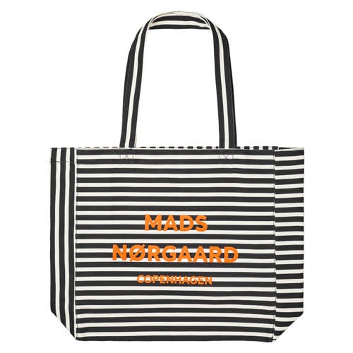 MADS NØRGAARD - COPENHAGEN gestreepte shopper Boutiqno Athene zwart/ecru afbeelding