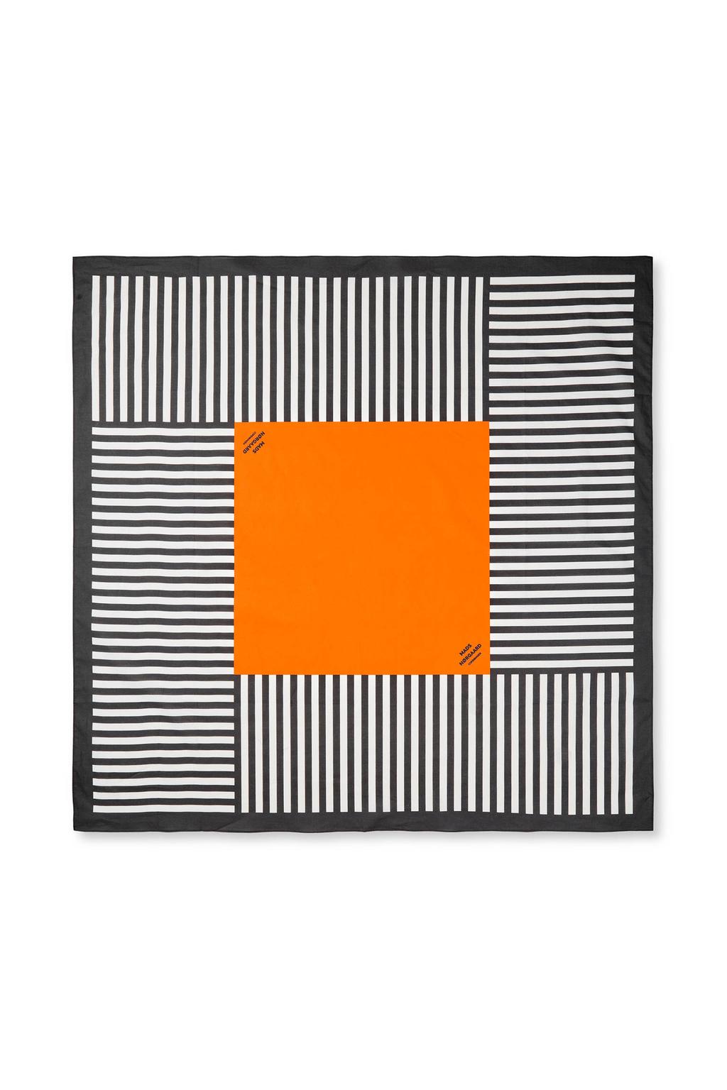 MADS NØRGAARD - COPENHAGEN gestreepte sjaal ecru/oranje